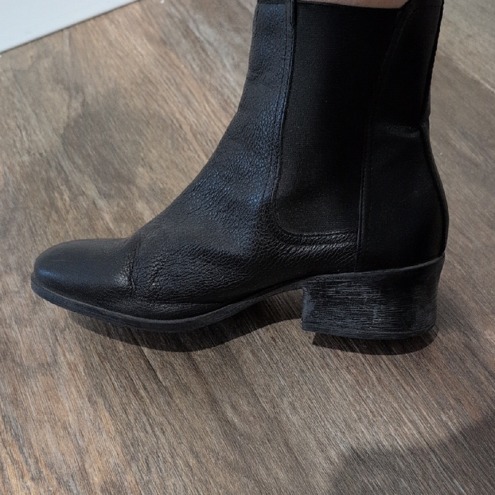 Black Leather Ankle Boots - Picture 3 of 4